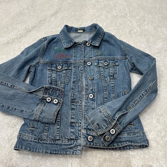 J.CREW Jackets & Blazers - VTG J Crew Womens Embroidered Jean Jacket Cotton Sz XS Soft Clean Core